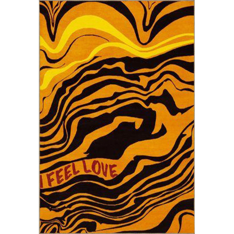 Tapis orange lavable à motif ondulé à rayures orange, Sous-tapis rectangulaire 4 pi 7 po x 6 pi 7 po inc