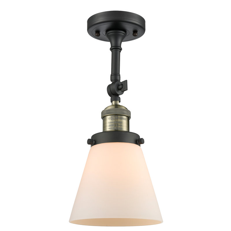 Hardiman Glass Semi Flush Mount, Matte White Cased, Black Antique Brass, 13.5" H x 7.75" W x 7.75" D