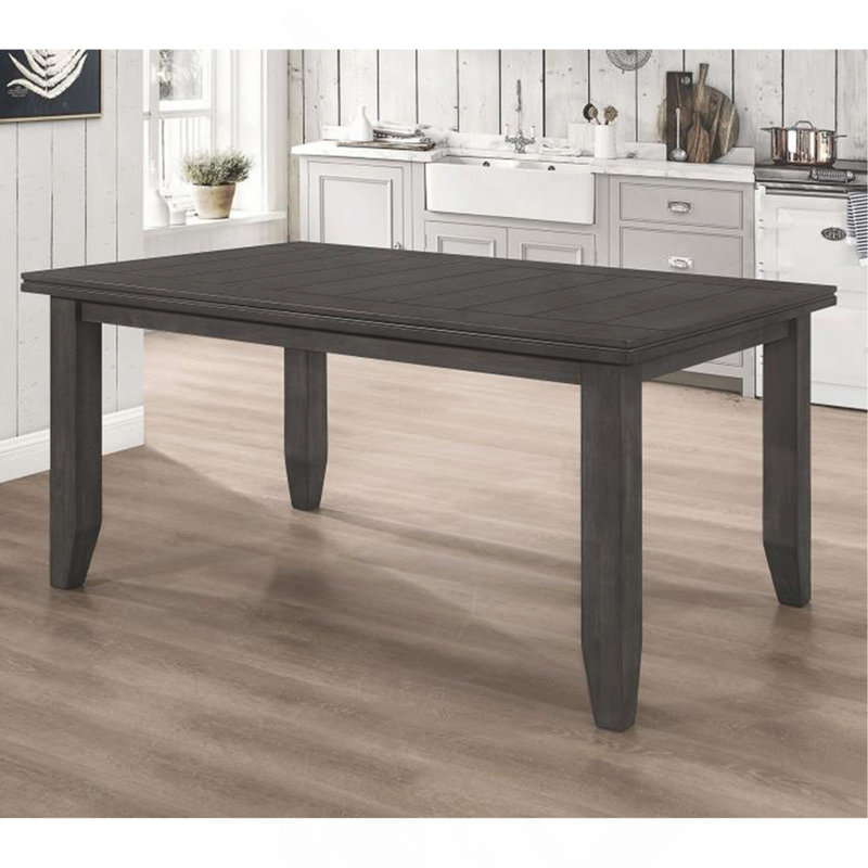 Rectangular 66-Inch Wooden Dining Table, Dark Gray