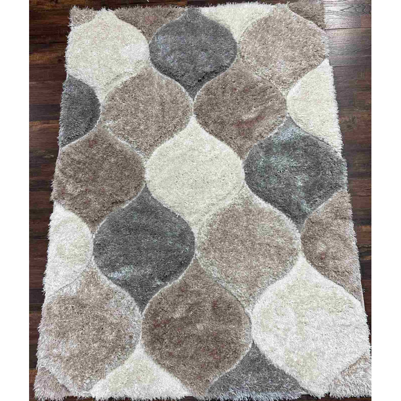 Modern Arriola Shag Abstract Geometric Rug For Living Room Bedroom, Rectangle 2'7" x 3'11"