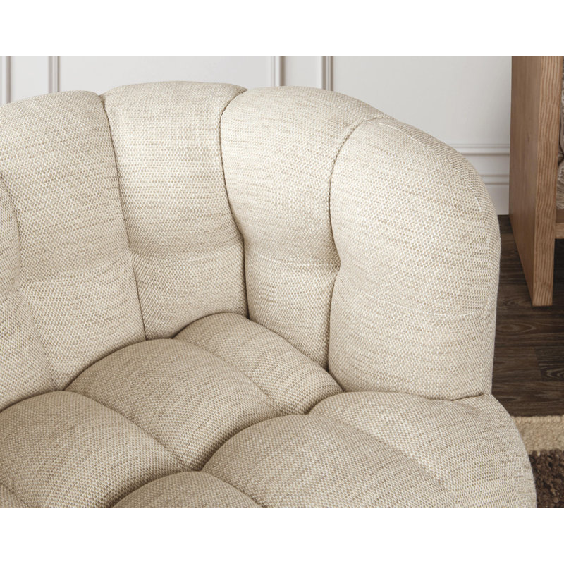 Walter Swivel Barrel Chair, Beige Polyester Blend