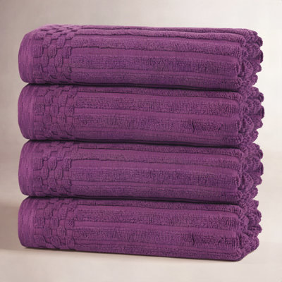 Checkered Border Cotton Hand Towel Set