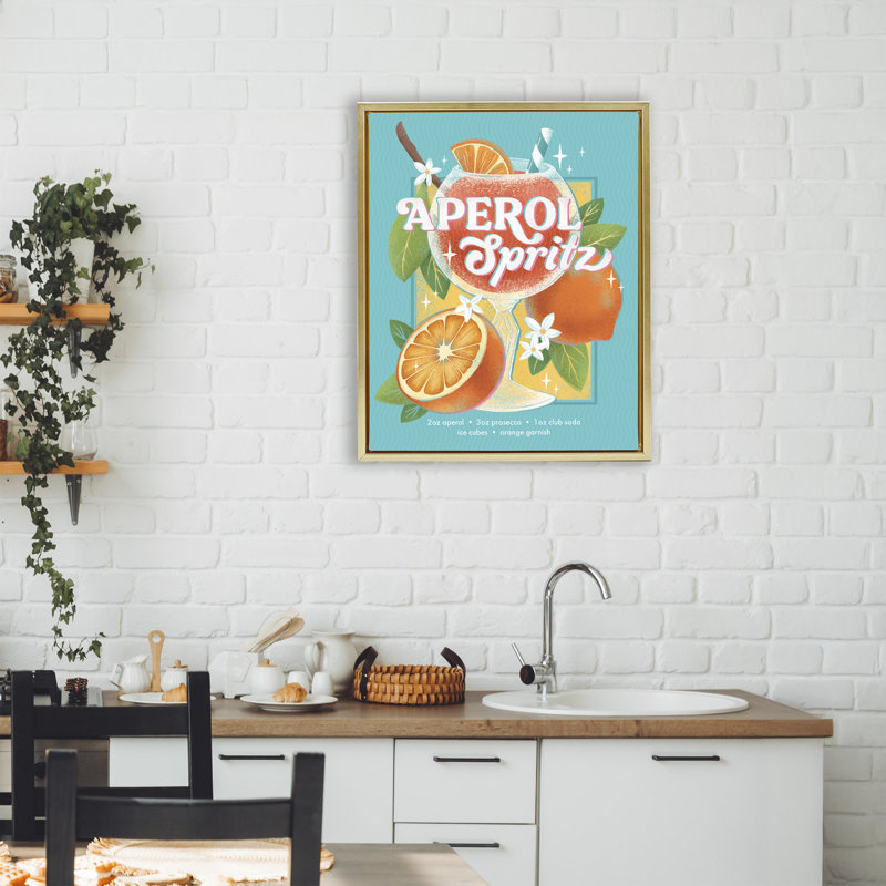 Cadre flottant rafraîchissant rétro Aperol & Recipe, design par Courtney Morgenstern, H 21 po x l 17 po