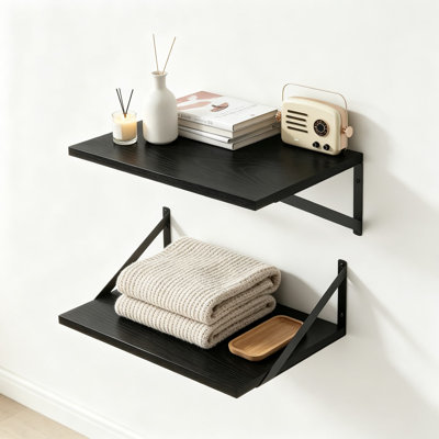 Ensemble de 2 tablettes flottantes profondes pour grand mur, grand présentoir mural, tablettes de rangement robustes en bois pour le salon, la chambre à coucher, la salle de bain et la cuisine