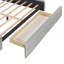 Lit plateforme tapissier en velours avec tête de lit à oreilles, grand tiroir et tabourets de rangement latéraux-88641639