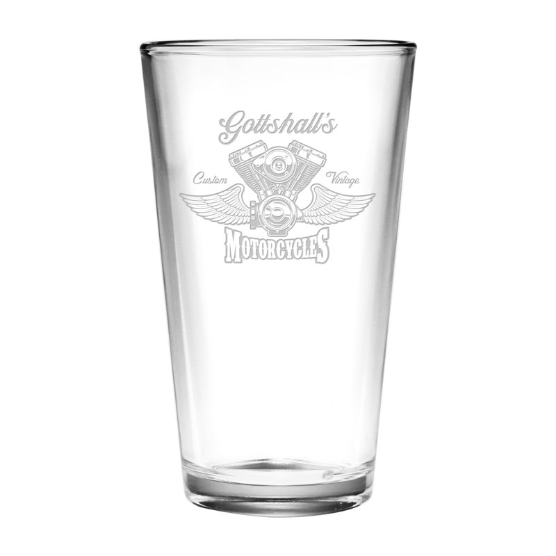 Verre de pinte 16 oz custom motocyclette