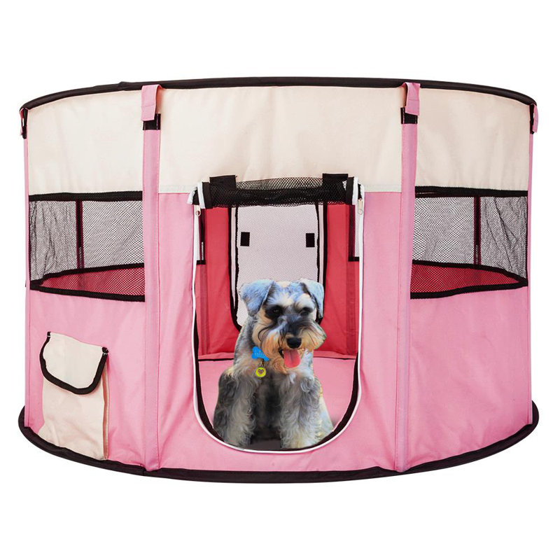 Enclos pliant pour chien, H 22,8 po x l 40,9 po x P 40,9 po, Rose