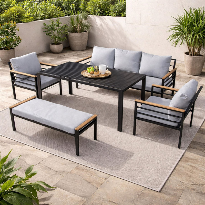 0cm Wide Straight Patio Sofa with Cushions