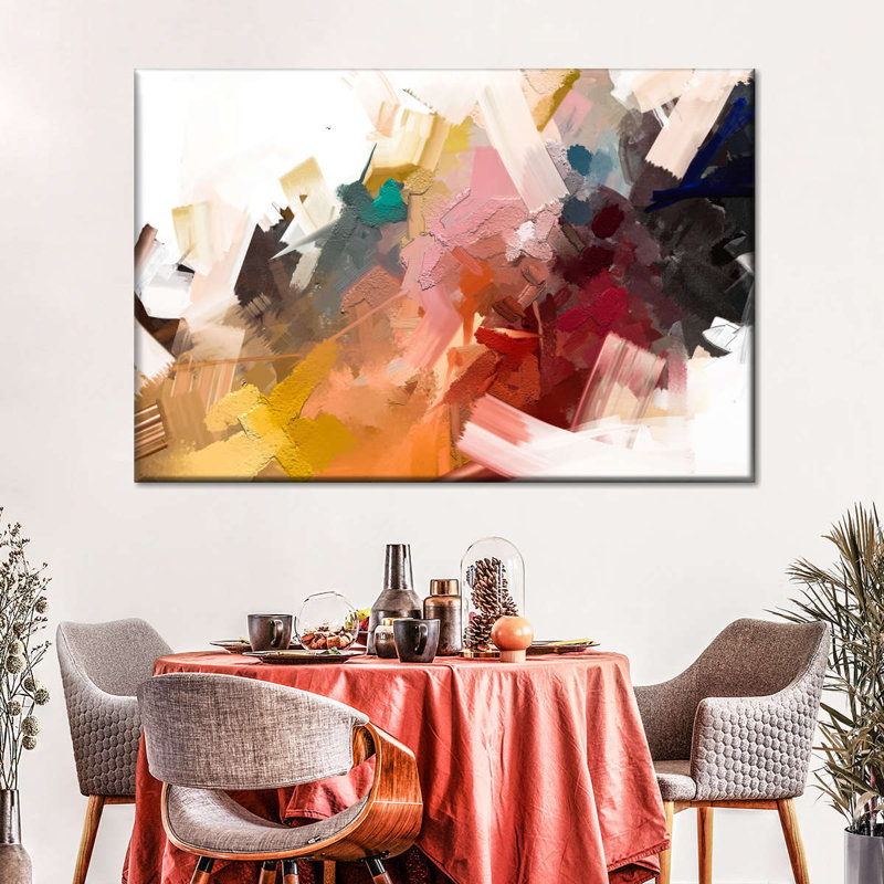 Large Abstract Oil - Wrapped Canvas Print, 8" H x 12" W x 1" D