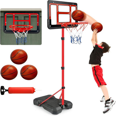 Kids Basketball Hoop Adjustable Height 3.5FT-6.2FT, Indoor Outdoor Mini Basketball Goal, Sports Toy Gifts For Boys Ages 3-8