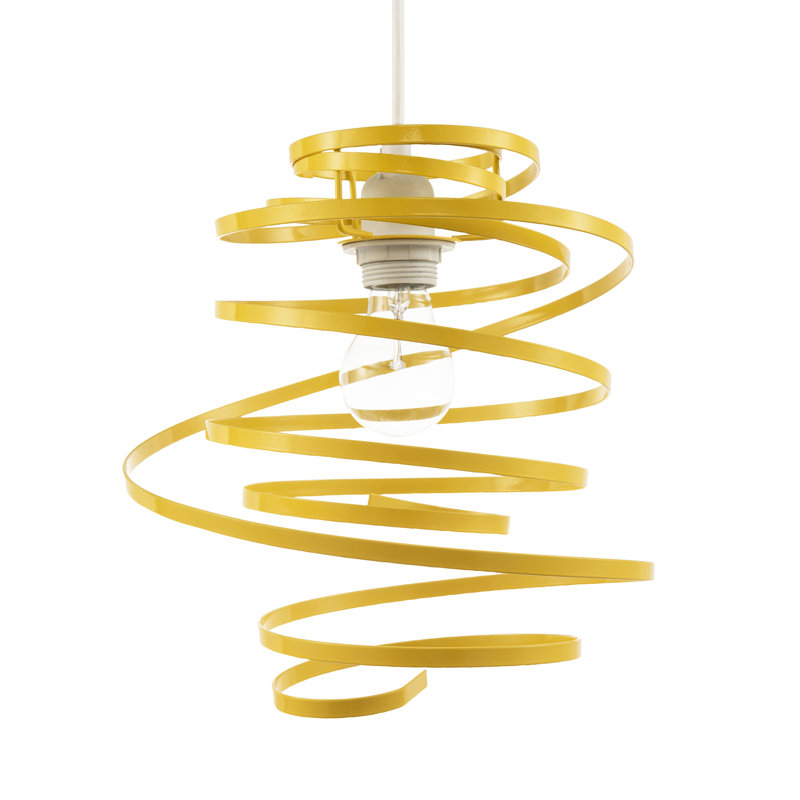 Contemporary Gloss Metal Double Ribbon Spiral Swirl Ceiling Pendant