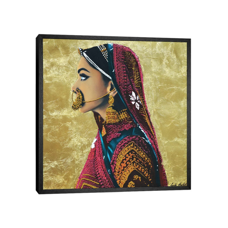 Parvathi by Linda Charles - Painting on Canvas, 45.72cm H x 45.72cm W x 3.81cm D, Black Floater Framed