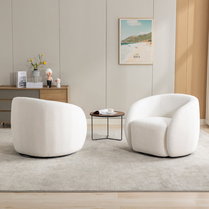 Fauteuil pivotant rembourré Katherline, Blanc / Blanc
