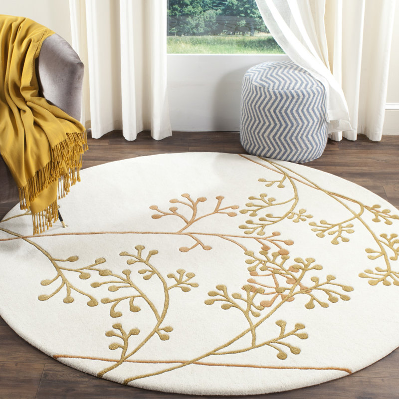 Soho Hand Tufted Wool Floral Rug, Round 6'