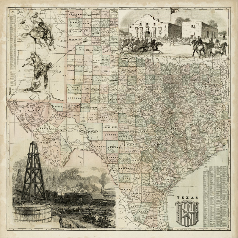 Map Of Texas - Wrapped Canvas Print, 30cm H x 30cm W x 3.8cm D