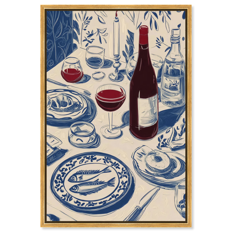 «Dinner I», impression sur toile encadrée par Art Remedy, cadre doré, 16 x 24, H 25 po x l 17 po, Encadrement doré