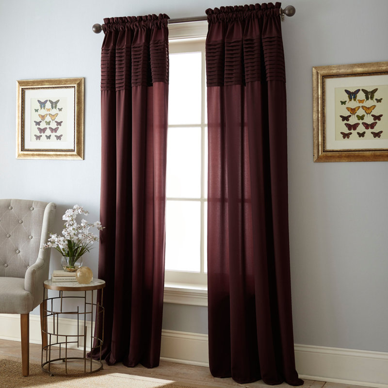 Rambert Semi Sheer Curtain Single Panel, 54" W x 84" L, Dark Red
