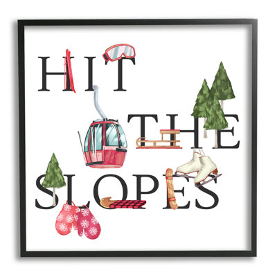 «Frappez les pentes» Sports d'hiver, motif de ferme gris surdimensionné, art numérique sur toile giclée par Ziwei Li