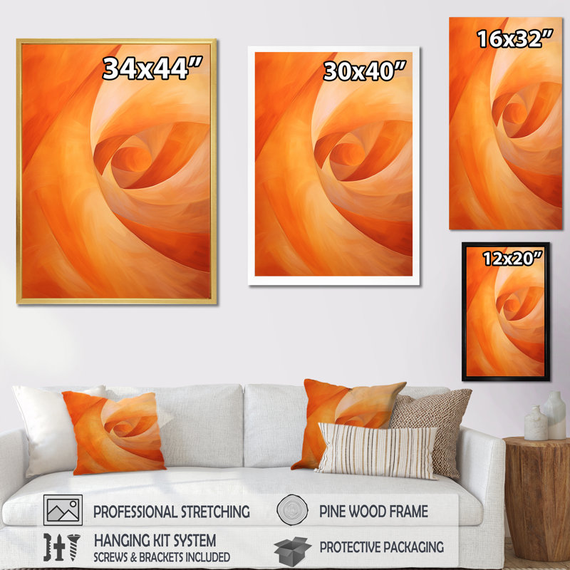 Cynitha - Abstract Spirals, art mural pour le salon, Impression dorée sur toile encadrée, H 44 po x l 34 po x P 1,5 po