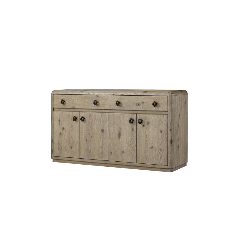 English Knotty Oak Veneer Server With Two Upper Drawers For Linens Storage, Spacious Double Cabinets Soft - Close Hinges, Rounded Corners And Smooth Edges, 19.42 In Width, 39.75 Package Height
