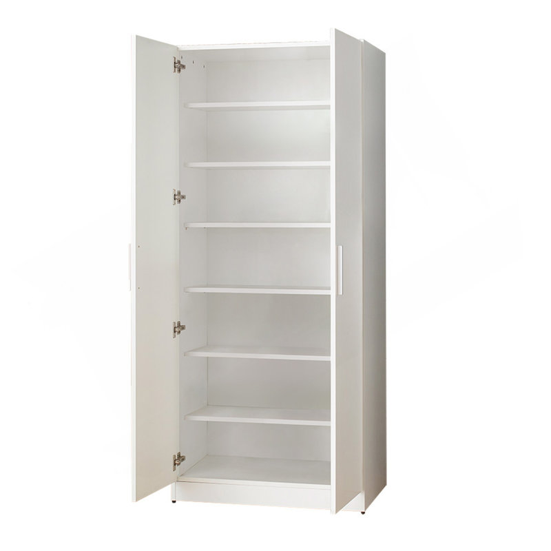 Armoire à chaussures haute avec six tablettes en blanc, Blanc