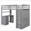 Lit mezzanine moderne avec tiroirs, bureau et garde-robe-999865446-999865447