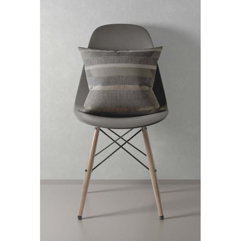 Housse de coussin en laine et en fausse peau rayée beige et ivoire 20 po, Housse de coussin seulement - sans coussin
