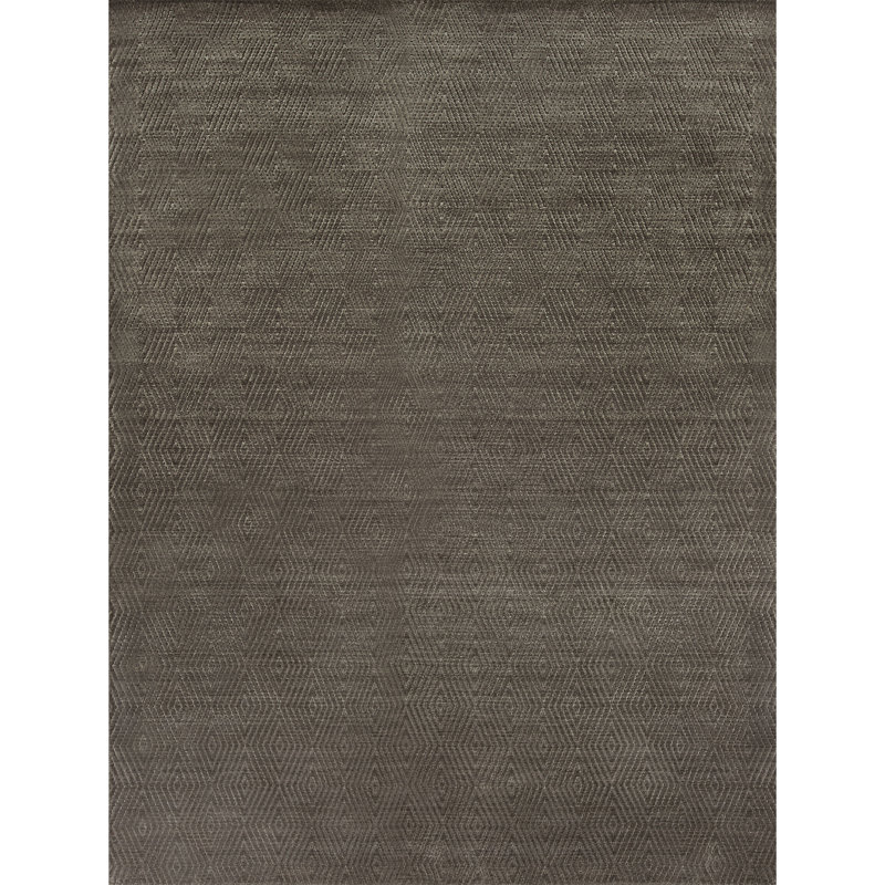 Hand Knotted Geometric Area Rug in Gray/Dark Gray, Rectangle 10' x 14'