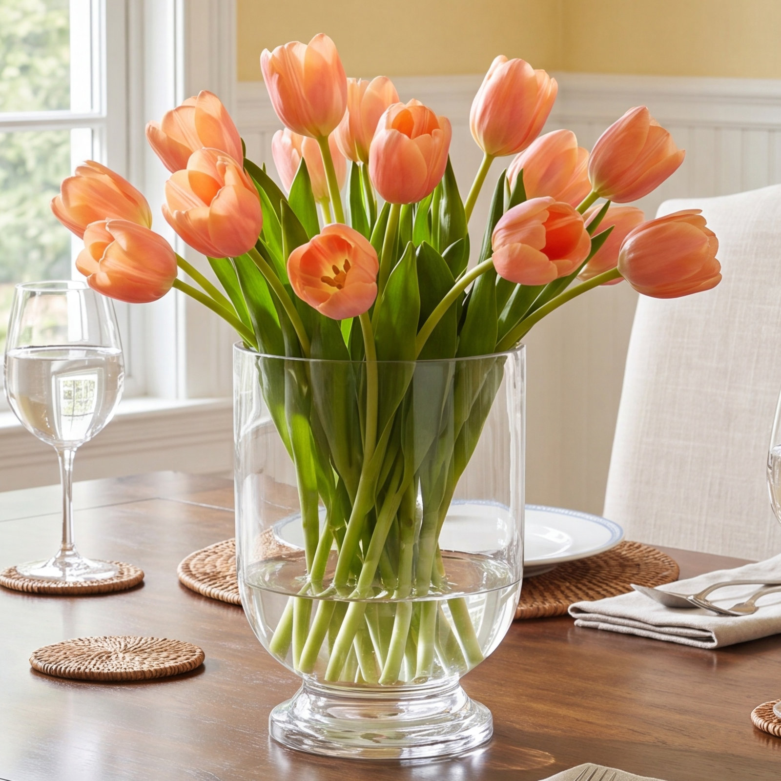 Handmade Glass Table Vase, 6.75" H x 5.25" W x 5.25" D