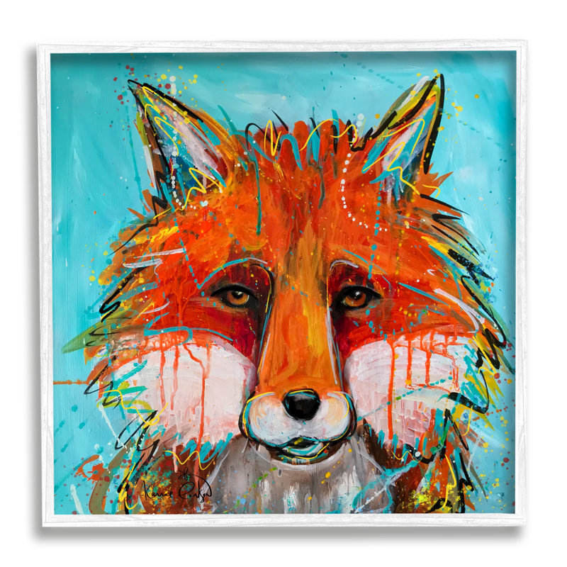 «Vivid Red Fox Street Style Paint Speckle Giclee», ensemble d'art texturé par Karrie Evenson, L 24 po x H 24 po