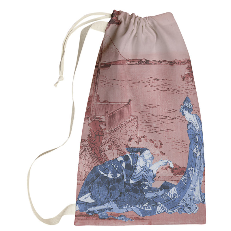 Sac à lessive en poucela japonais, Petit (H 64 po x l 20 po x P 1,5 po), Rouge / bleu marine