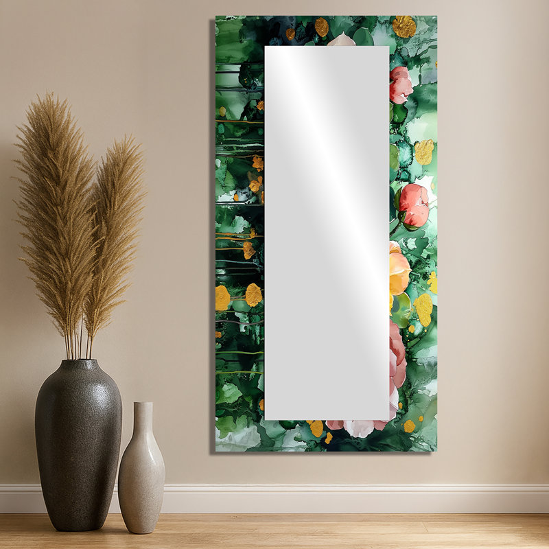 Printemps plante grasse aride - Art mural miroir floral - imprimé sur métal, 28 po x 55 po