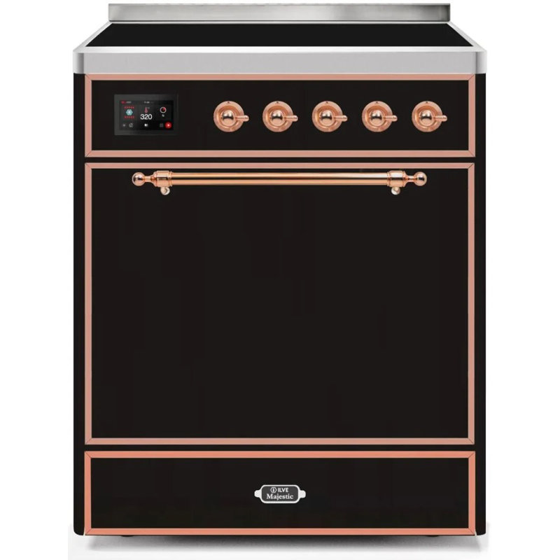 ILVE Majestic II 30 in Induction Range, Glossy Black/Copper