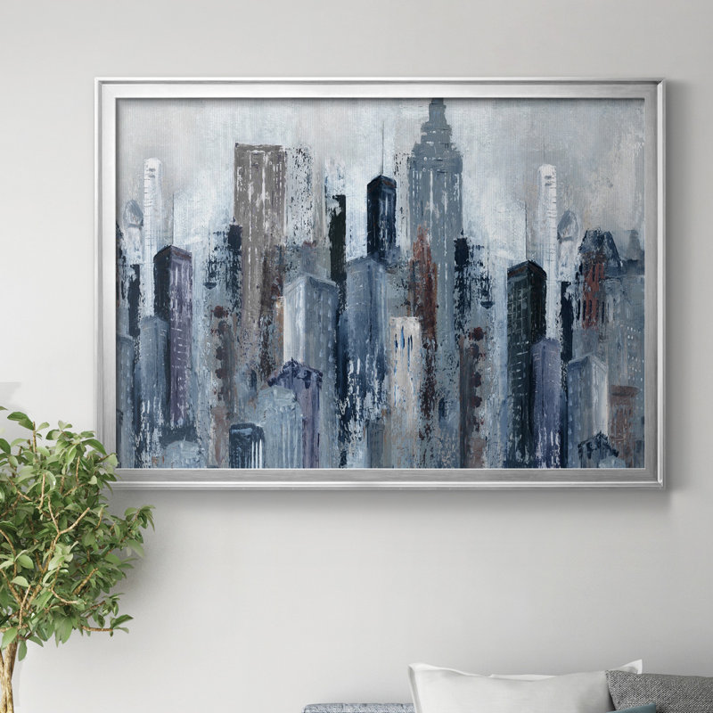 Cirrus I - Peinture sur toile encadrée, Argent, H 22,5 po x l 30,5 po x P 1,5 po