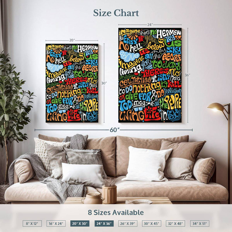 Tergel Imagine Quote, 36" H x 24" W