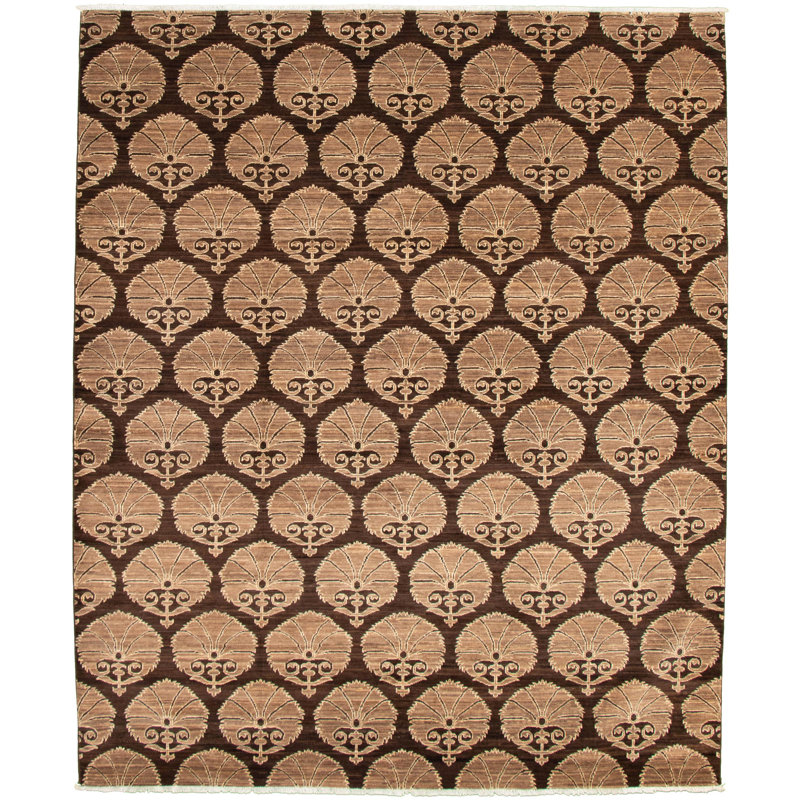 Tapis brun foncé en laine nouée à la main de conception unique 18 pi x 9 pi 6 po nouvel âge 18 / 20ème