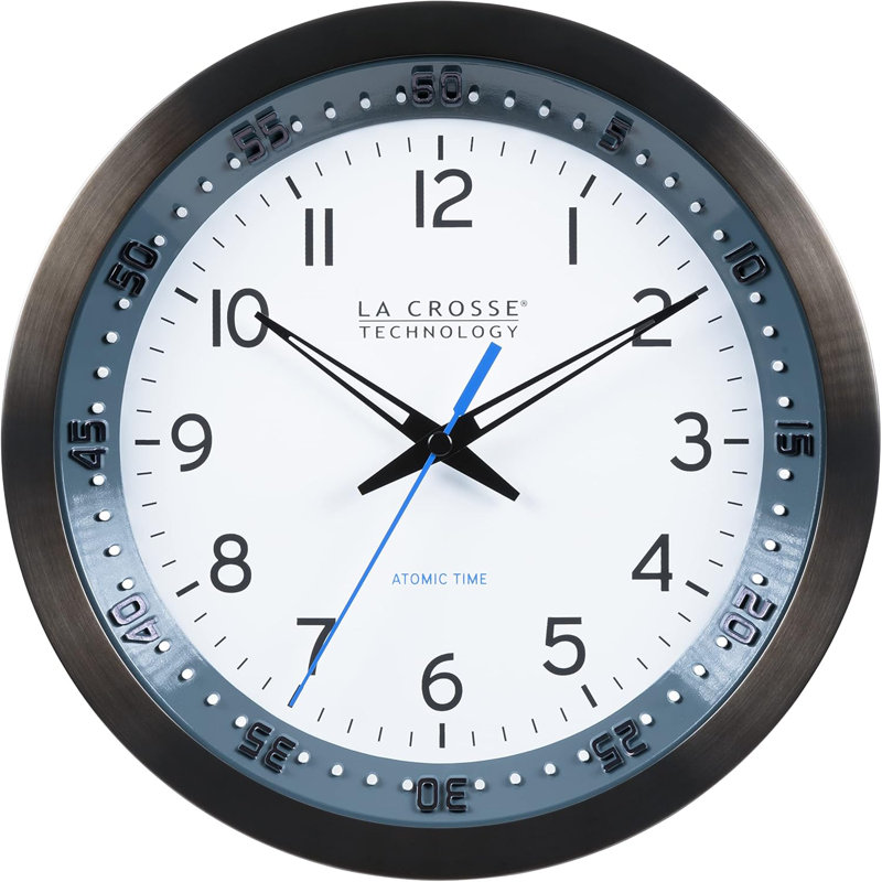10" Atomic Analog Metal Wall Clock, Bluish Gray