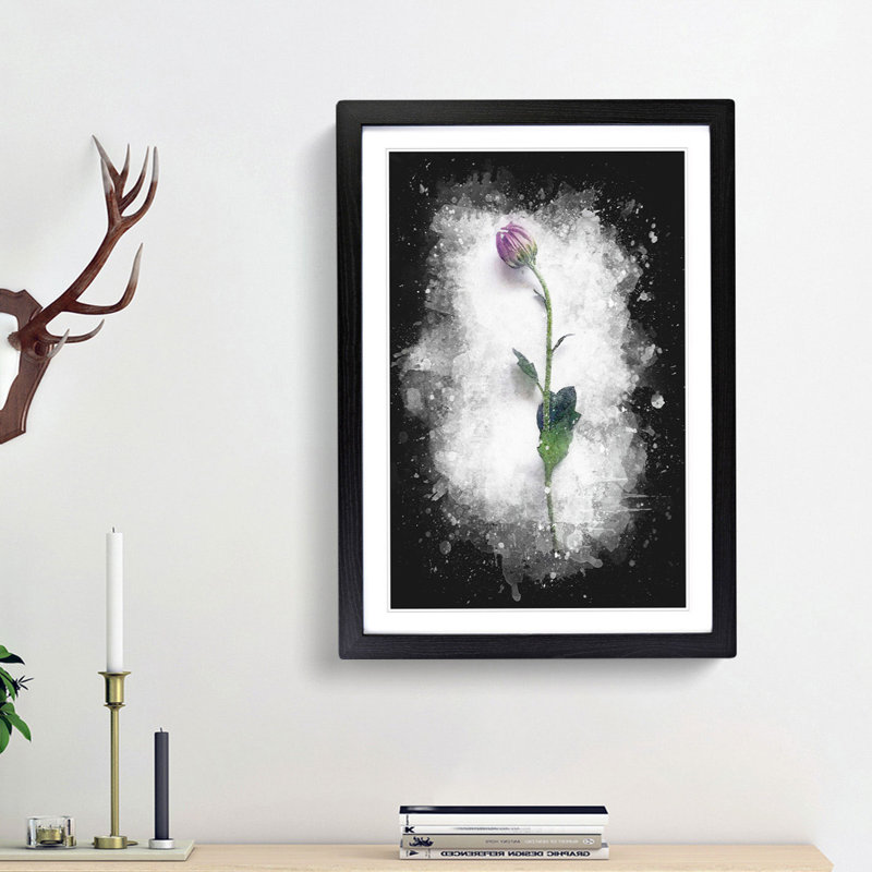 A Single Purple Flower - Picture Frame Graphic Art Print, Black Framed, 63cm H x 45cm W x 2cm D