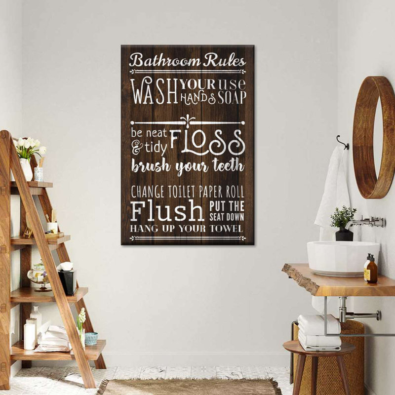 «Bathroom Humor Quotes», impression sur toile, H 30 po x l 20 po x P 1,25 po