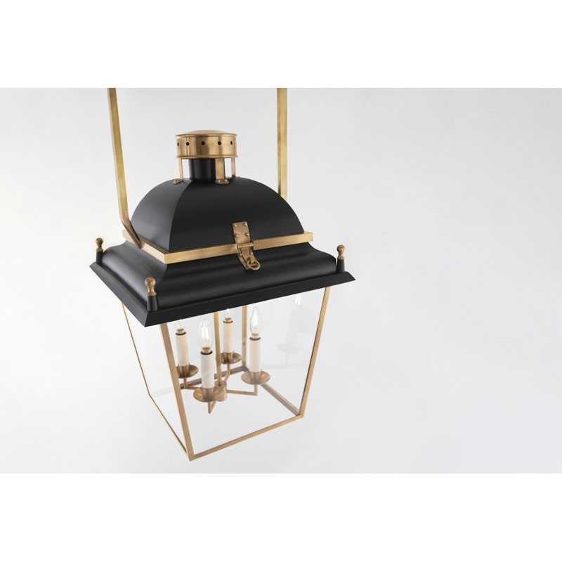 Chapman & Myers Coventry Lantern, Matte Black/Gold, 27.25" H x 14" W x 14" D