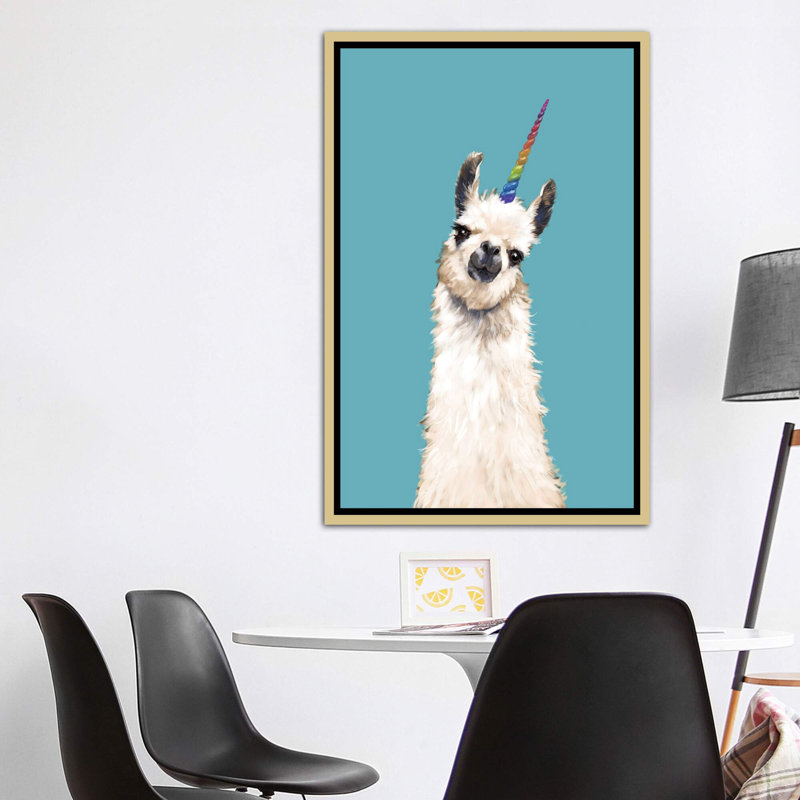 Art encadré licorne, H 60 po x l 40po x P 1,5 po, Toile encadrée d'or