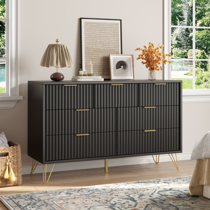 Commode 7 tiroirs Mordern, Noir
