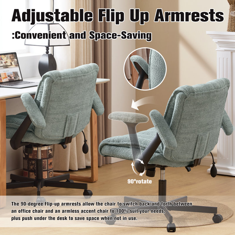 Criss Cross Home Office Chair With Adjustable Backrest,Swivel Wheels And Adjustable Armrest, Light Green