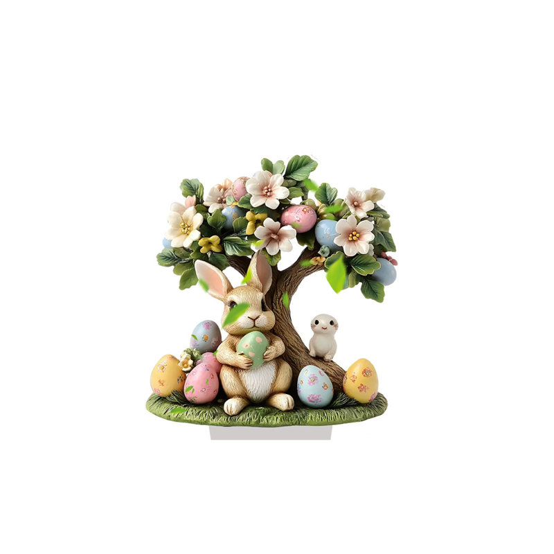 Oeufs de Pâques mignons, lapin, décoration de bureau à plat en 2 dimensions, 0.2" H x 6.69" W x 7.87" D, colours
