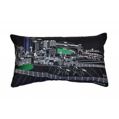 14" X 24" Dark Gray And White Lexington Nighttime Skyline Lumbar Decorative Pillow