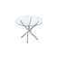 Table de salle à manger ronde en verre trempé, 4 places, pieds en acier inoxydable argenté doux, style minimaliste moderne, 35,5 pouces