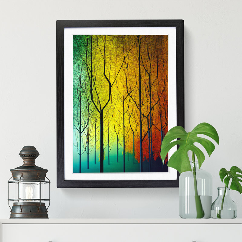 Autumn Forest Abstract Vol.3 - Single Picture Frame Print, Black Framed, 64cm H x 46cm W x 2cm D