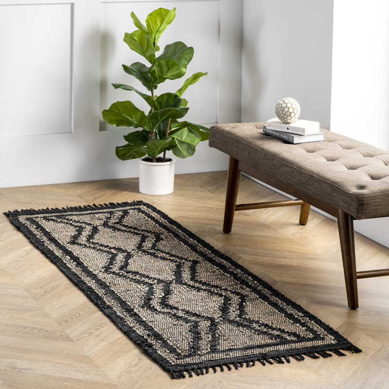 Cuir naturel Touffeté à la main de style sud-ouest/Tapis décoratif brun, Rectangle de 5 pi x 8 pi