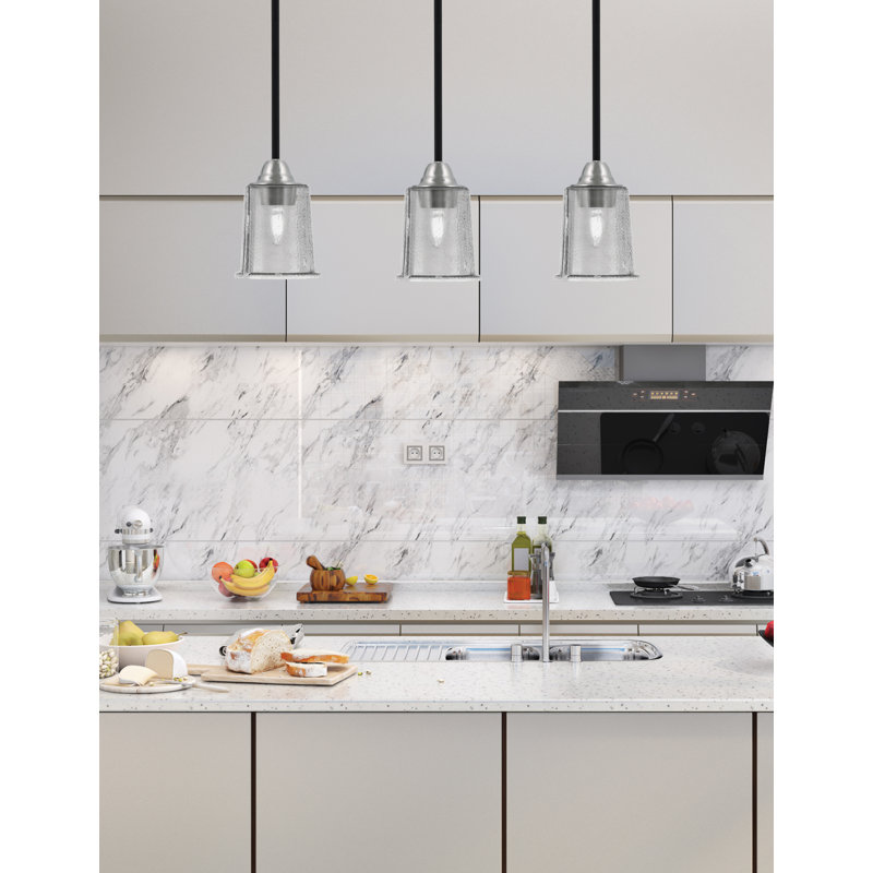 Ahern Mini Pendant, Matte Black & Brushed Nickel Finish, 5.25" Smoke Bubble Glass, Clear; Black/Matte Black; Brushed Nickel