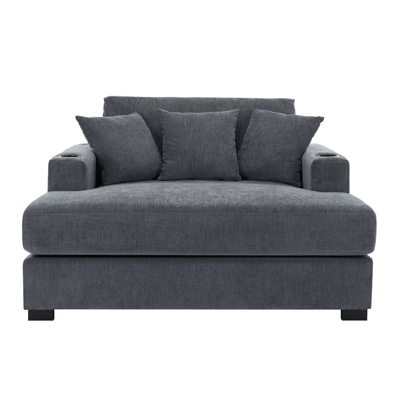 Comfortable Modern Sofa Couch With Multiple Practical Features, Blue-Grey